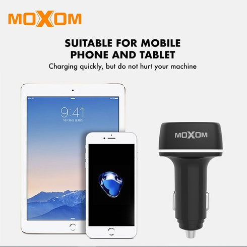 Moxom MX-VC01 3.4A 3USB Charging Output Car Charger Adapter With LED Light And Micro Charging Cable